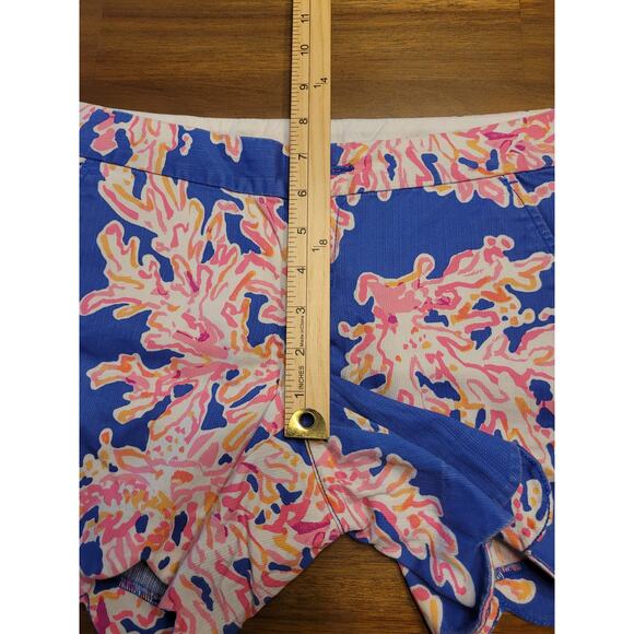 Lilly Pulitzer Buttercup Shorts Sz 0 “It’s Eelectric” Blue Print EUC Preppy Chic - Picture 7 of 10